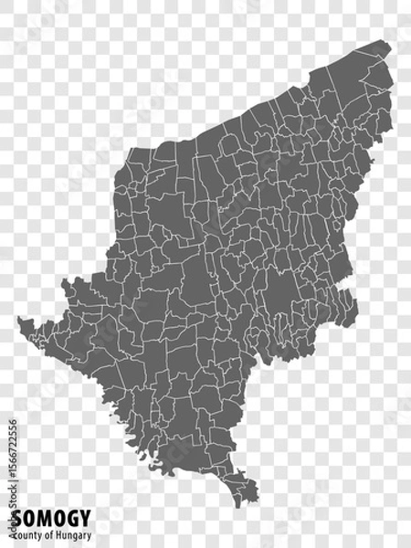 Fototapeta Blank map Somogy  County of Hungary. High quality map Somogy  County with municipalities on transparent background for your web site design, logo, app, UI. Hungary. EPS10.