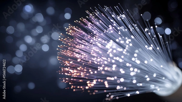 Fototapeta Fiber optics glow with ethereal light creating a mesmerizing display of modern technology.
