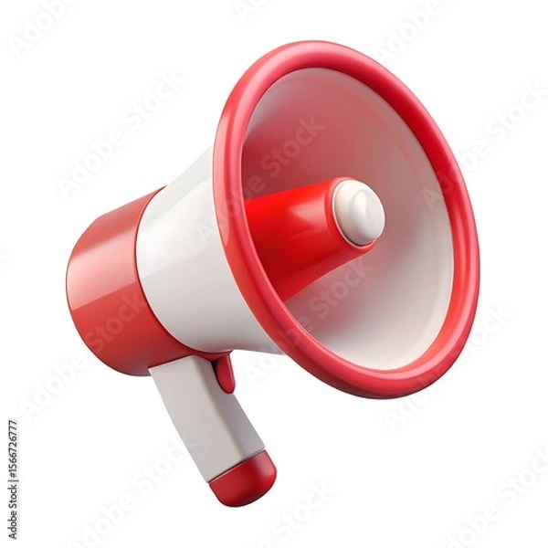 Fototapeta Red and white megaphone announcement bullhorn communication