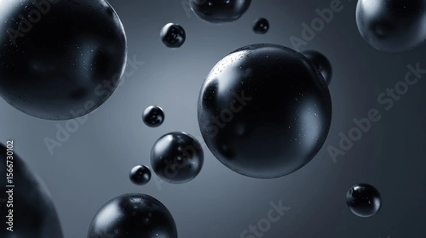 Fototapeta Dark glossy spheres abstract 3 d digital rendering