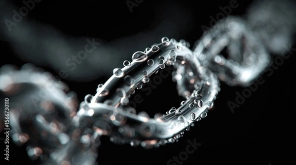 Fototapeta Water droplets on metallic chain abstract connection concept