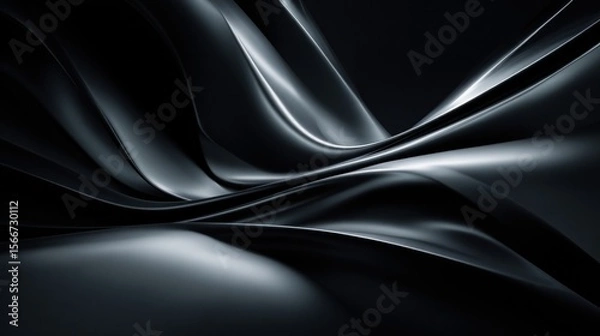 Fototapeta Dynamic dark gray and black abstract flowing shapes background