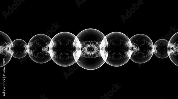 Fototapeta Interconnected spheres abstract grayscale pattern background