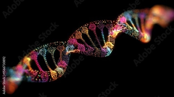 Fototapeta Luminous dna helix colorful genetic code visualization