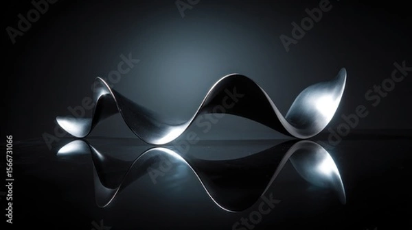 Fototapeta Abstract metallic wave elegant curves and reflections