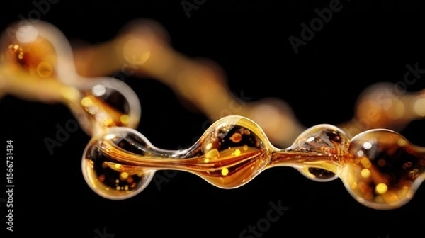 Fototapeta Abstract amber liquid flow golden fluid texture background