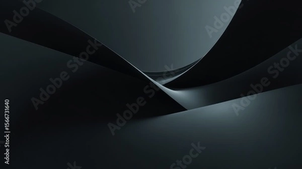 Fototapeta Dark abstract background with flowing shapes and shadow play