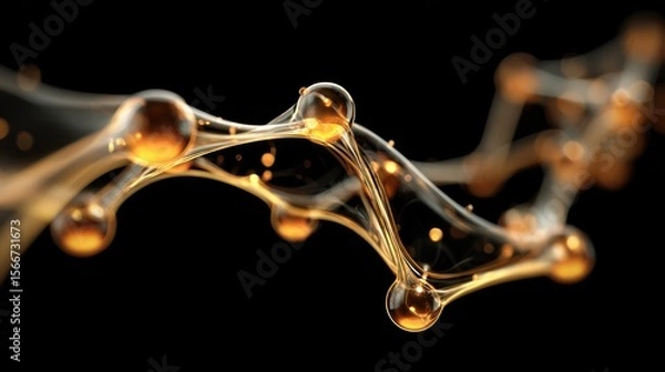 Fototapeta Liquid gold spheres abstract science and technology background