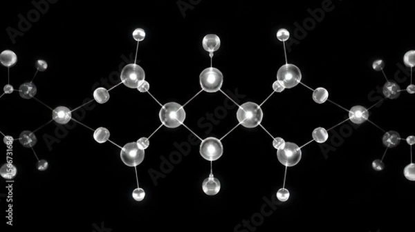 Fototapeta Interconnected spheres molecular structure network abstract gray background