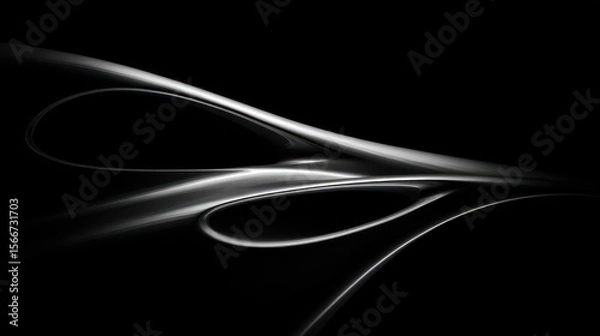 Fototapeta Sleek metallic abstract form dark background smooth curves elegant design