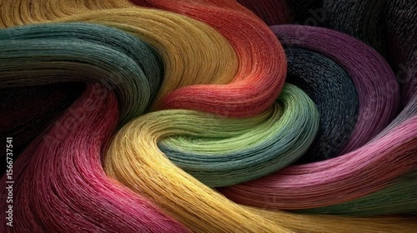 Fototapeta Swirling colorful fibers abstract texture background image