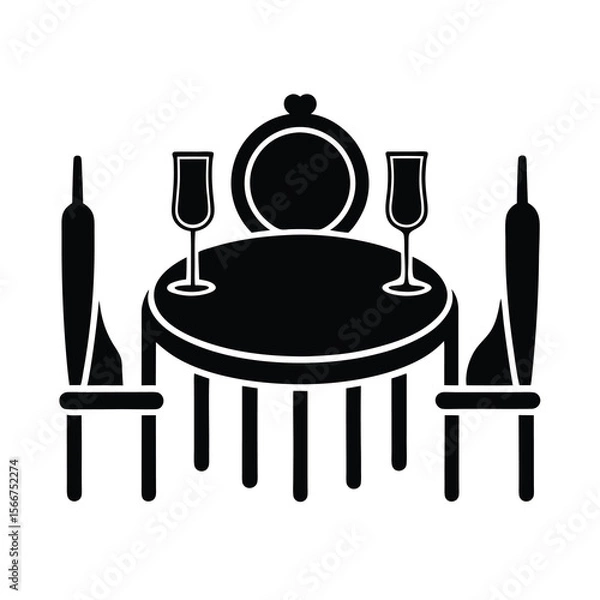 Fototapeta Elegant Dining Table Setting with Wine Glasses silhouette