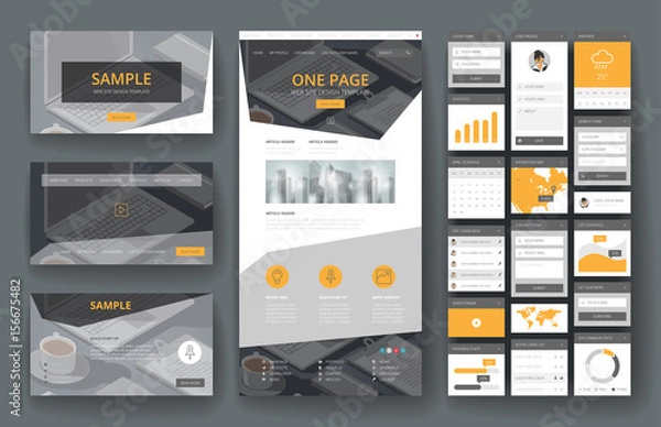Fototapeta Website design template and interface elements