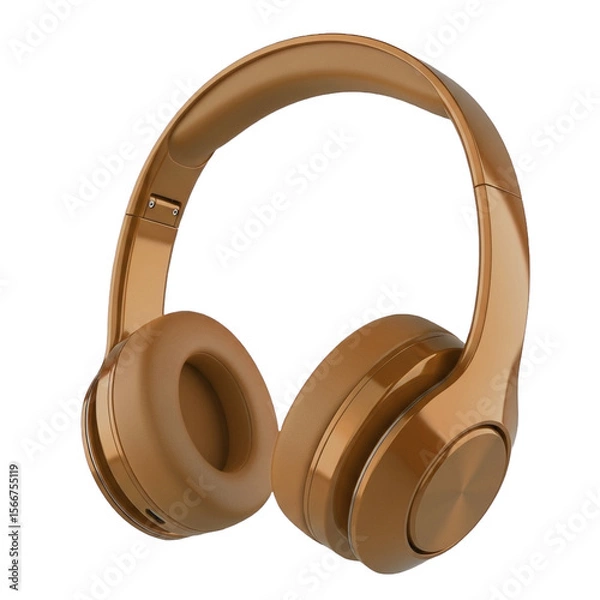 Fototapeta Stylish modern bronze over-ear headphones isolated on a white background with a subtle grid pattern