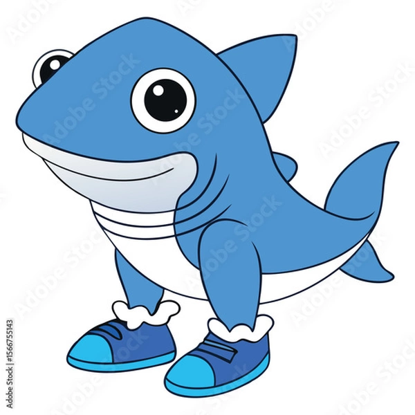 Fototapeta Funny Smiling Shark Wearing Shoes