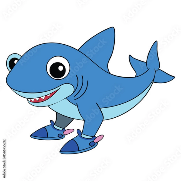 Fototapeta Funny Smiling Shark Wearing Shoes