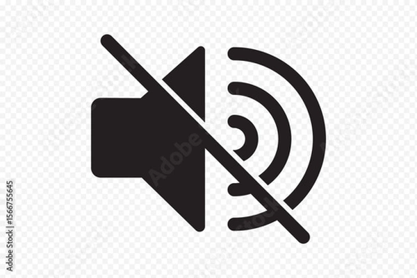 Fototapeta Speaker with Mute Symbol Icon . Mute Sound Icon - No Volume Sign - Speaker with Slash Symbol Isolated . eps 10 