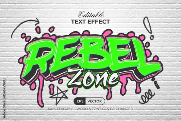 Fototapeta Rebel Editable Text Effect Graffiti Style.