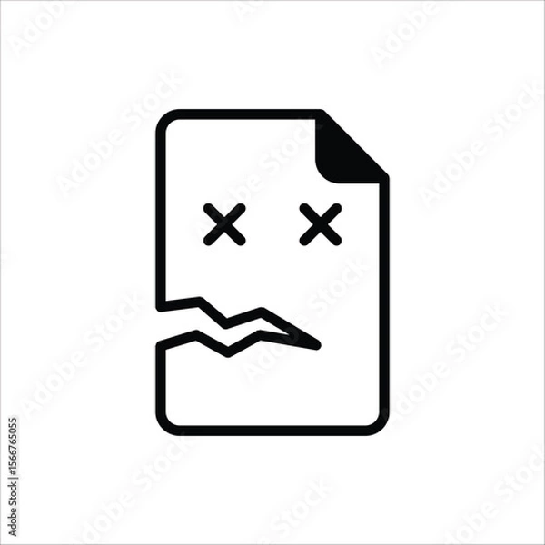 Fototapeta Broken File Icon. Corrupted file symbol. Vector Illustration for web design. Isolated on white background.