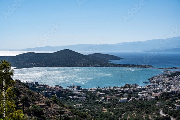 Fototapeta picturesque landscape with a view of the mountains and the sea on the island of Crete