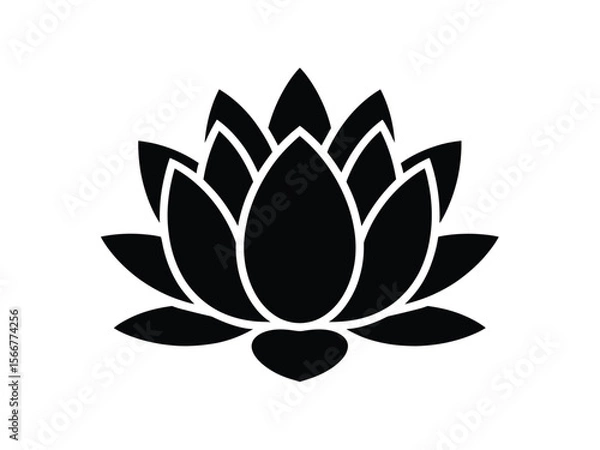 Obraz A minimalist black and white illustration of a lotus flower in a symmetrical design