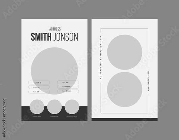 Fototapeta Comp Card Templates, Modeling Card Design, Photography Card Template