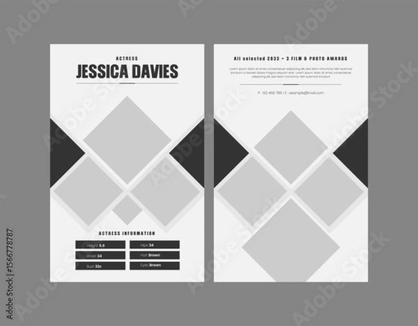Fototapeta Comp Card Design, Modeling Card Design, Photography Card, Model Comp Card Template