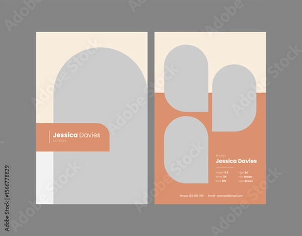 Fototapeta Comp Card Design, Modeling Card Design, Photography Card, Fashion Model Comp Card Template