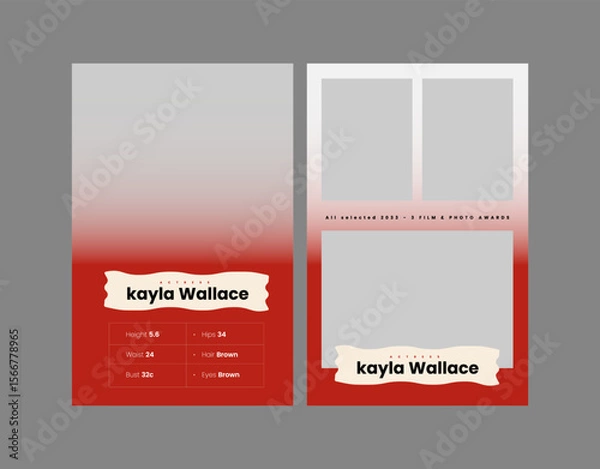 Fototapeta Modeling Card Design, Photography Card, Fashion Model Comp Card, Comp Card  Template