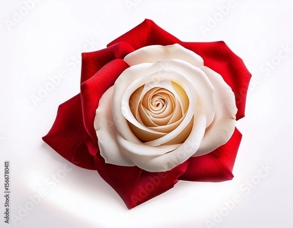 Obraz red and white rose flower isolated on a white background ai generated