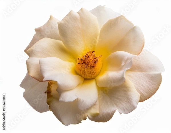 Obraz cream desert rose flower isolated on white background ai generated isolated on a white background