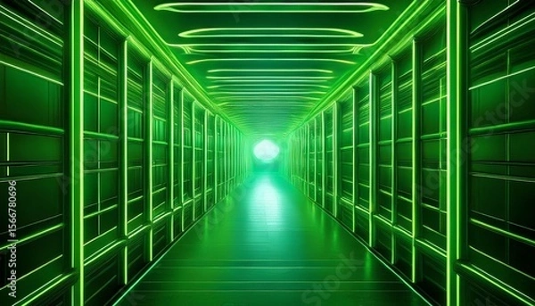 Obraz neon green tunnel corridor