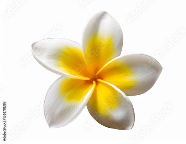Obraz beautiful yellow and white plumeria flower isolated on a white background ai generated