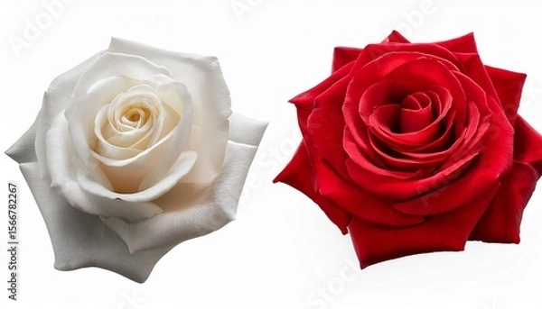 Obraz stunning red and white rose blossom isolated on a white background ai generated