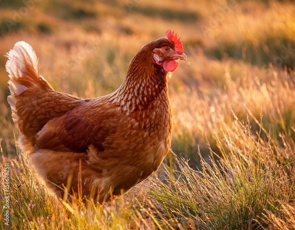 Obraz brown hen in a field