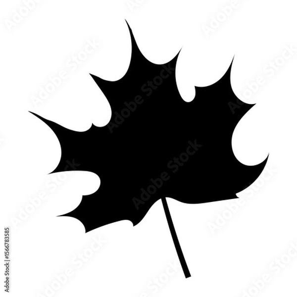 Fototapeta Silhouette of one leaf on a white background. Black maple. Vector.