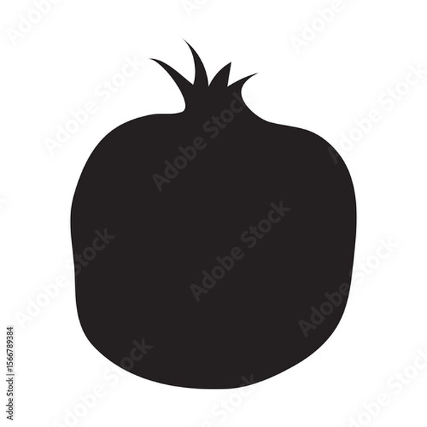 Fototapeta Black silhouette of pomegranate. Vector fruit on isolated background.