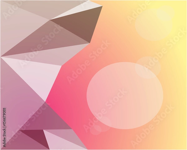 Fototapeta Triangle vs Circle. Pink Yellow Shining colored illustration in a brand-new style.  pattern for your business and slide design. Low poly crystal background.
