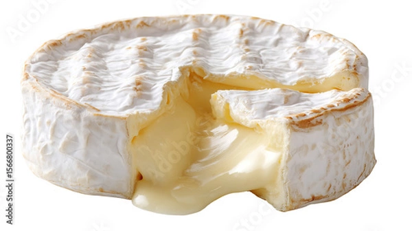 Fototapeta  Wheel of Brie Cheese Cut Open – Whole Round of Brie on Transparent Background
