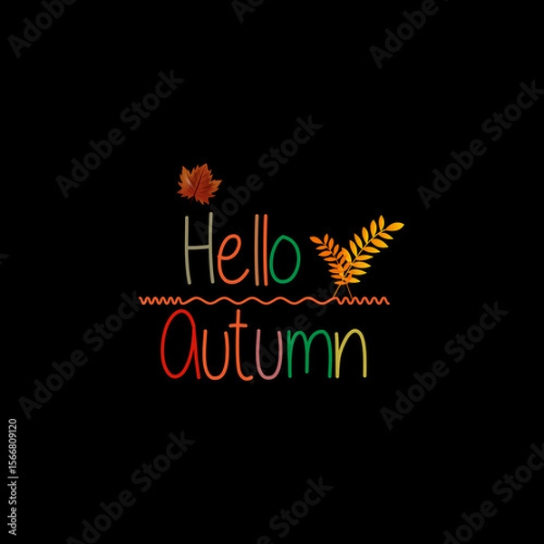 Fototapeta Autumn sale round banner. fall ad circle shape with liquid form at the center and text offer a sign—red, orange abstract leaves in simple flat paper cut style.
