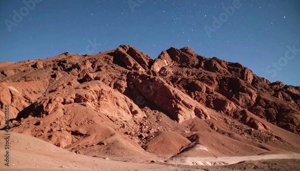 Obraz Stark reddish-brown mountains under a starry night sky