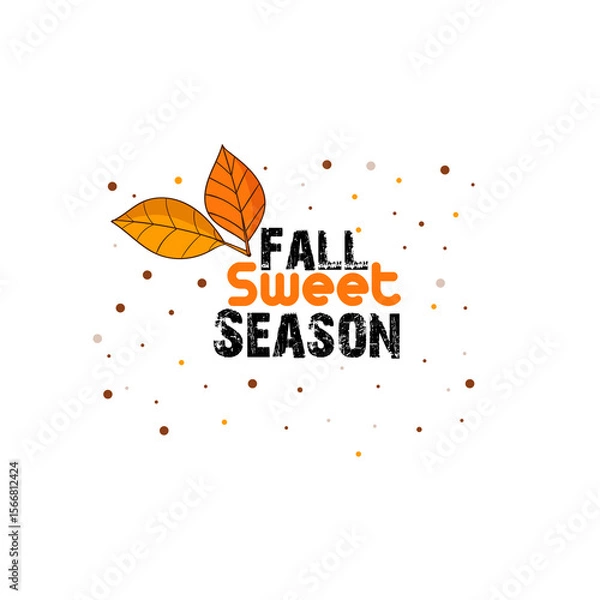 Fototapeta Autumn sale round banner. fall ad circle shape with liquid form at the center and text offer a sign—red, orange abstract leaves in simple flat paper cut style.
