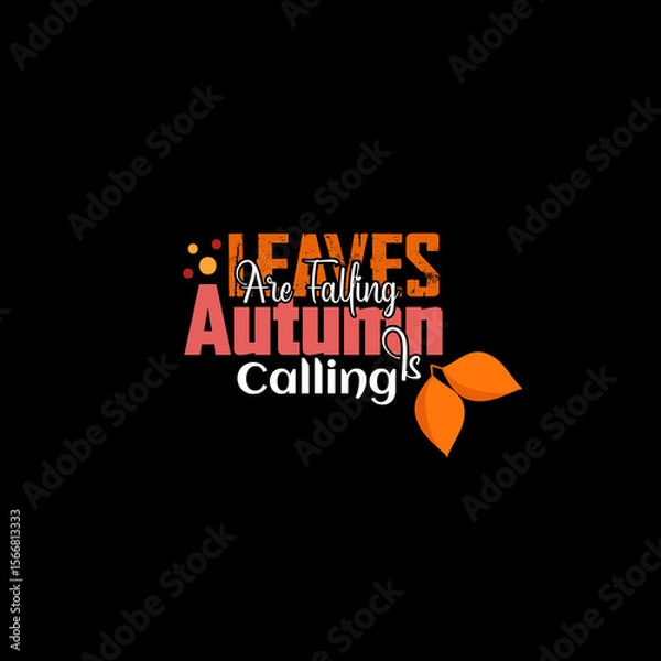 Fototapeta Autumn sale round banner. fall ad circle shape with liquid form at the center and text offer a sign—red, orange abstract leaves in simple flat paper cut style.
