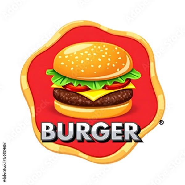 Fototapeta Isolated cheeseburger with beef, lettuce, and tomato on a sesame bun, a tasty fast-food meal with fries