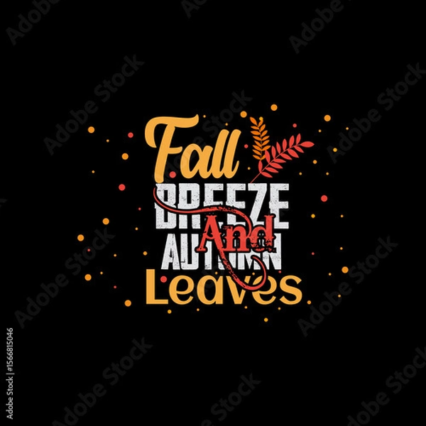 Fototapeta Autumn sale round banner. fall ad circle shape with liquid form at the center and text offer a sign—red, orange abstract leaves in simple flat paper cut style.
