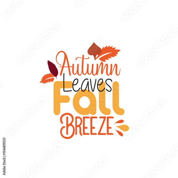 Fototapeta Autumn sale round banner. fall ad circle shape with liquid form at the center and text offer a sign—red, orange abstract leaves in simple flat paper cut style.
