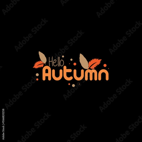 Fototapeta Autumn sale round banner. fall ad circle shape with liquid form at the center and text offer a sign—red, orange abstract leaves in simple flat paper cut style.
