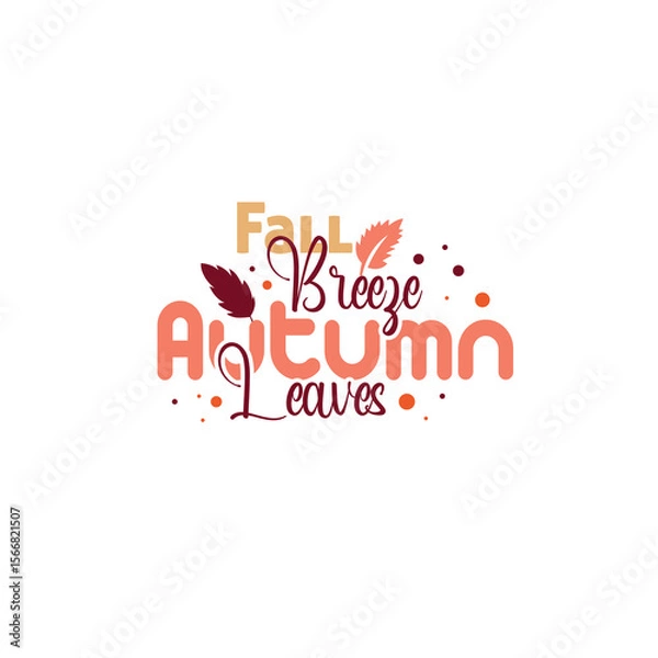 Fototapeta Autumn sale round banner. fall ad circle shape with liquid form at the center and text offer a sign—red, orange abstract leaves in simple flat paper cut style.
