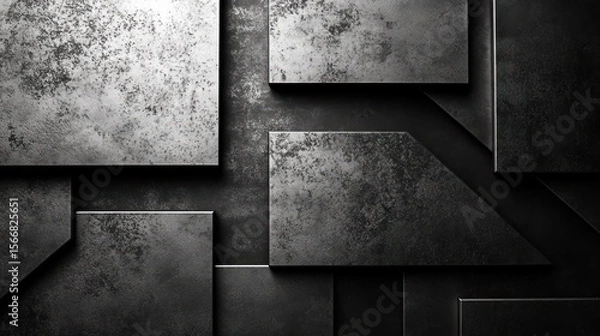Obraz Modern abstract composition of textured metallic panels in dark tones