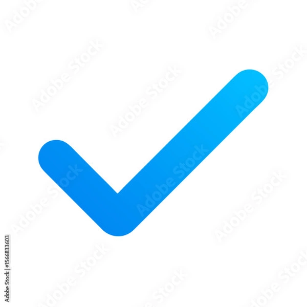 Fototapeta Blue Check Mark Icon on Transparent Background – Flat Vector Tick Symbol for Web, UI, and App Design


